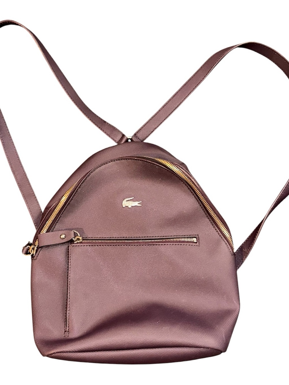 Lacoste Purple Women's Mini Backpack with Gold Hardware